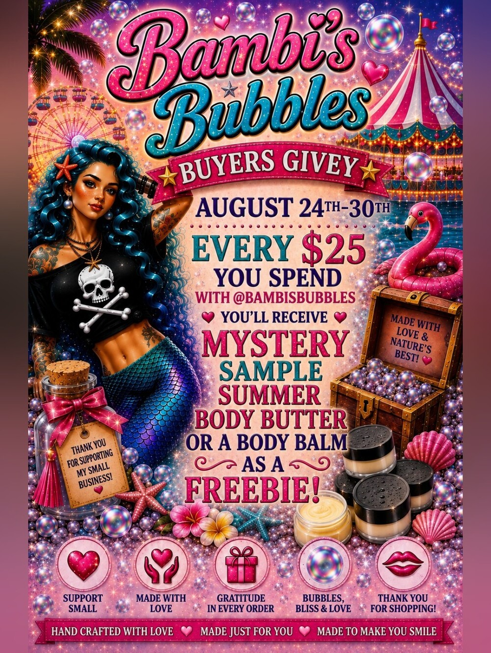 Now To Aug 30th Every $25 You Spend With Me- Gets You Sample Body Balm